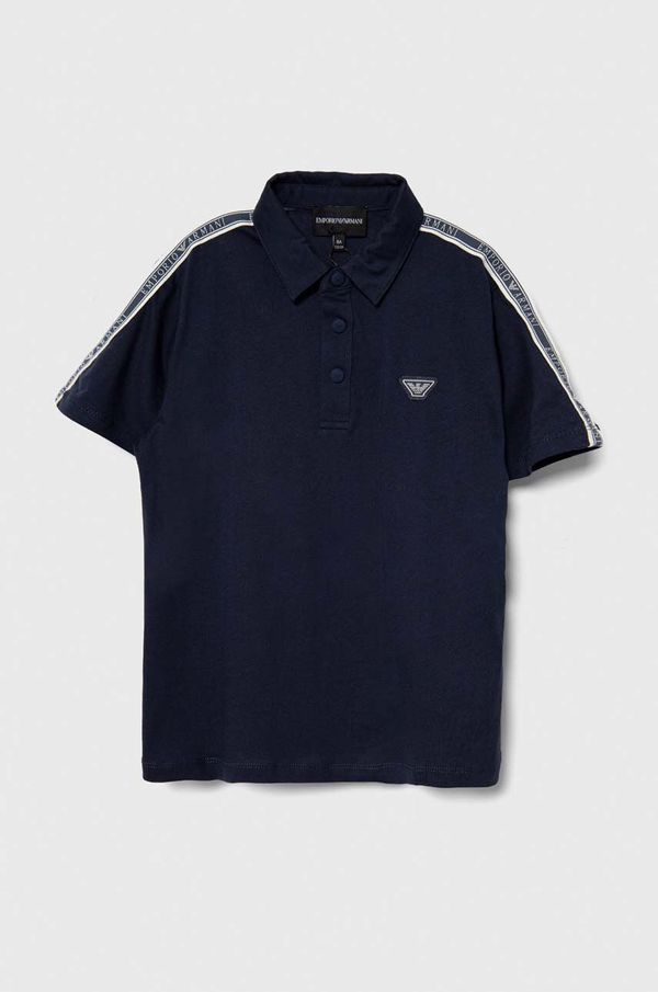 Emporio Armani Pamučna polo majica Emporio Armani boja: tamno plava, s aplikacijom