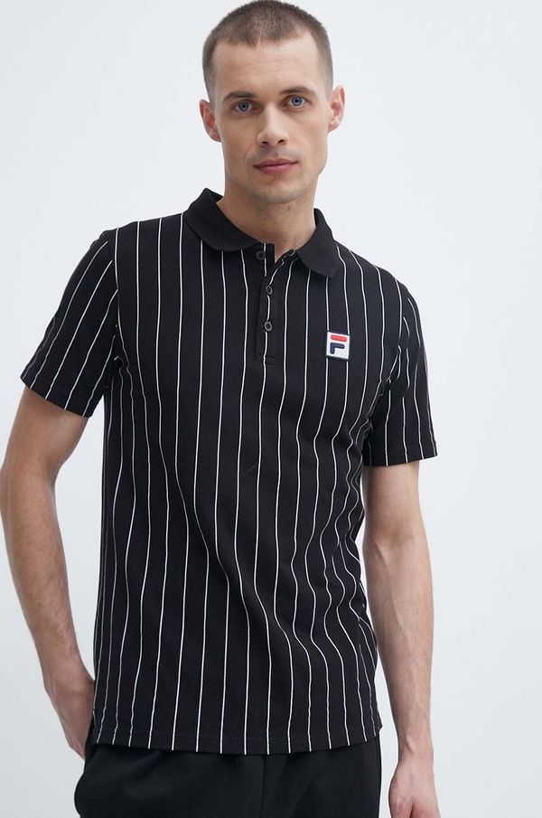Fila Pamučna polo majica Fila Luckenwalde boja: crna, s uzorkom, FAM0614