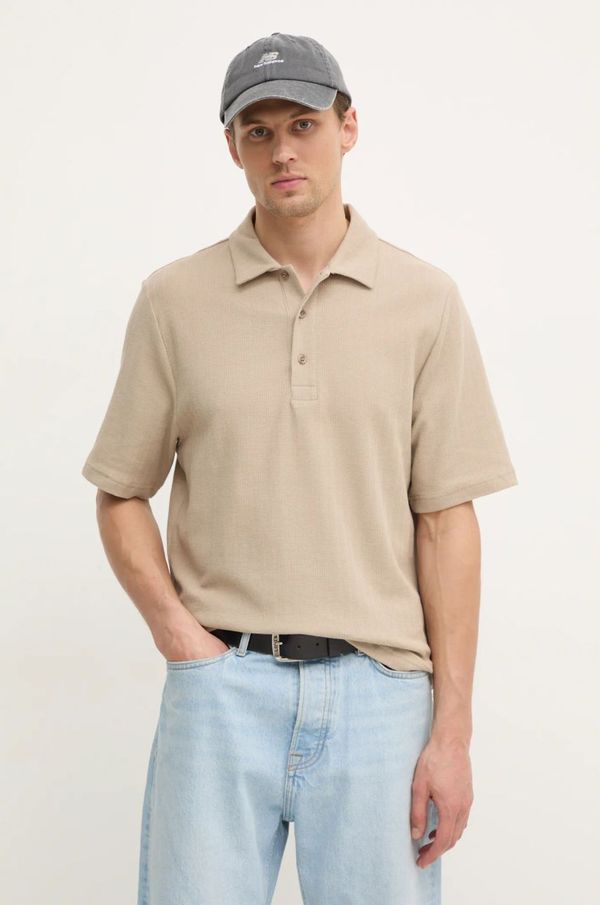 Filippa K Pamučna polo majica Filippa K boja: bež, bez uzorka, 31560