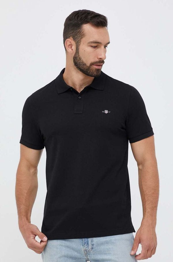 Gant Pamučna polo majica Gant boja: crna, glatki model
