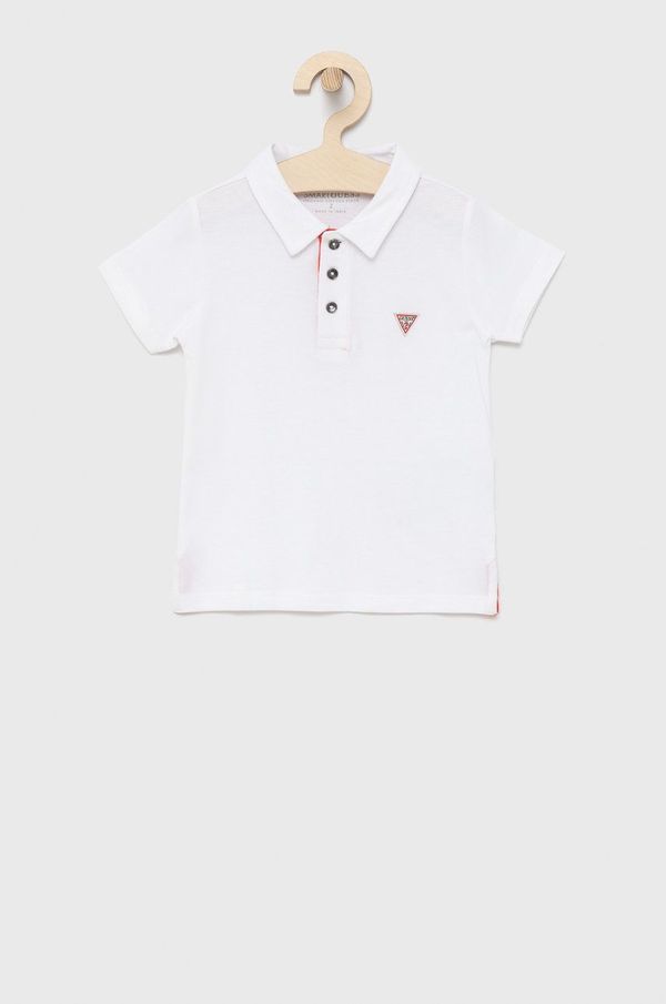 Guess Pamučna polo majica Guess boja: bijela, glatki