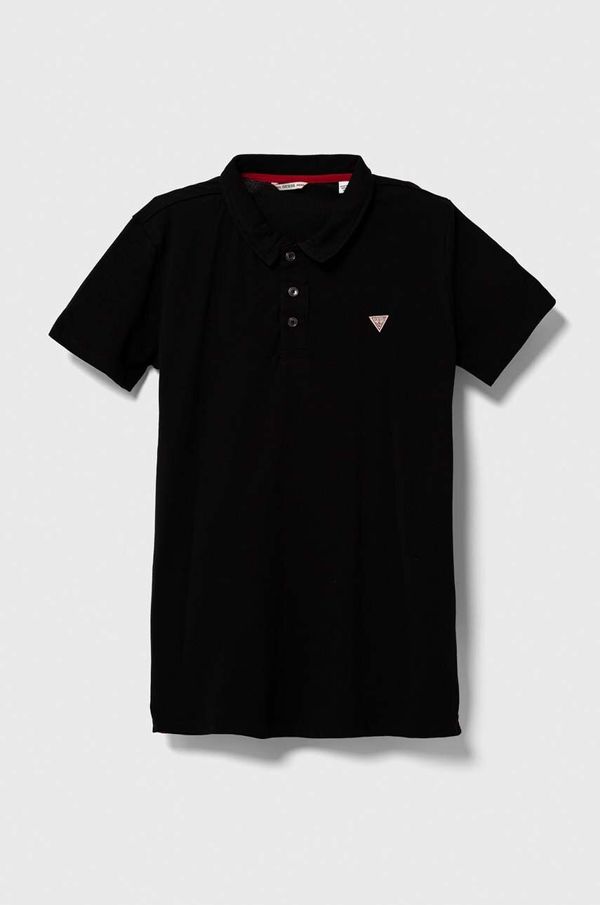 Guess Pamučna polo majica Guess boja: crna, bez uzorka