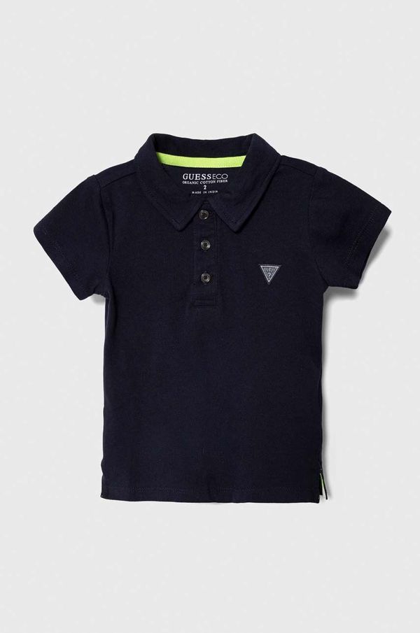 Guess Pamučna polo majica Guess boja: tamno plava, bez uzorka