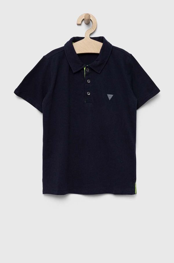 Guess Pamučna polo majica Guess boja: tamno plava, glatki model