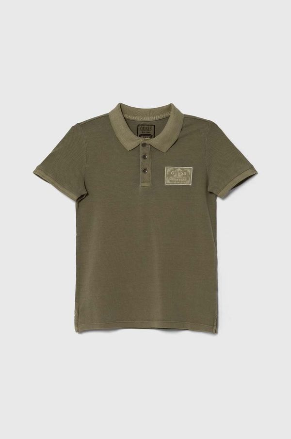 Guess Pamučna polo majica Guess boja: zelena, s aplikacijom