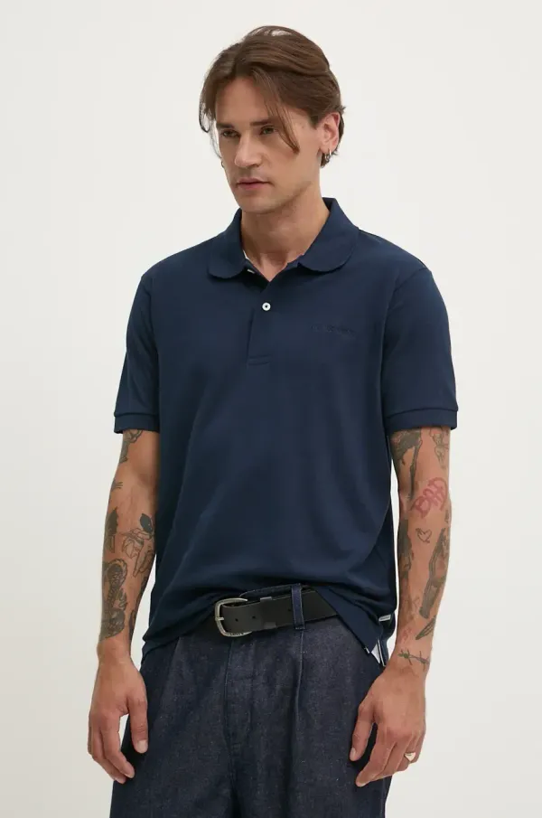 Guess Jeans Pamučna polo majica Guess Jeans boja: tamno plava, bez uzorka, M4BP29 KCJV1