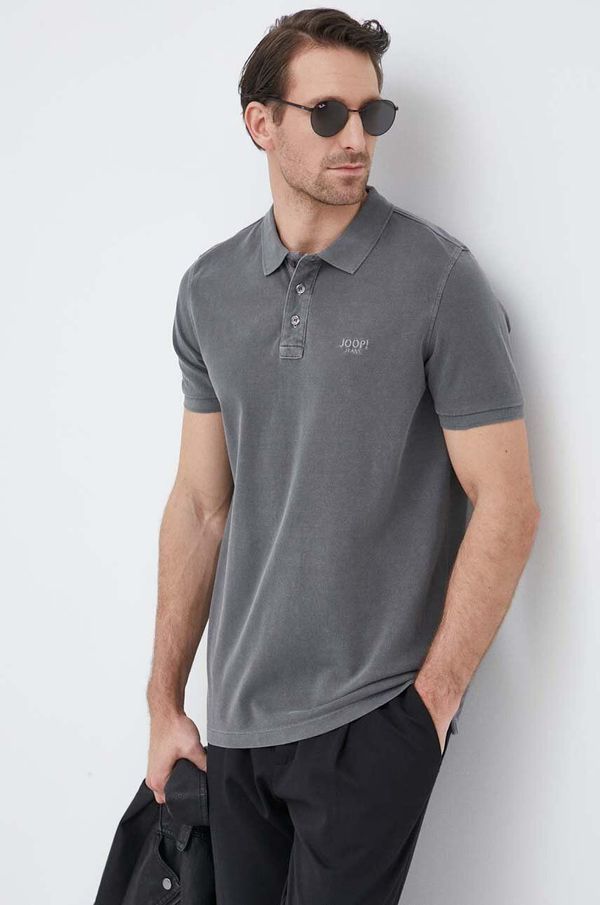 Joop! Pamučna polo majica Joop! boja: siva, glatki model