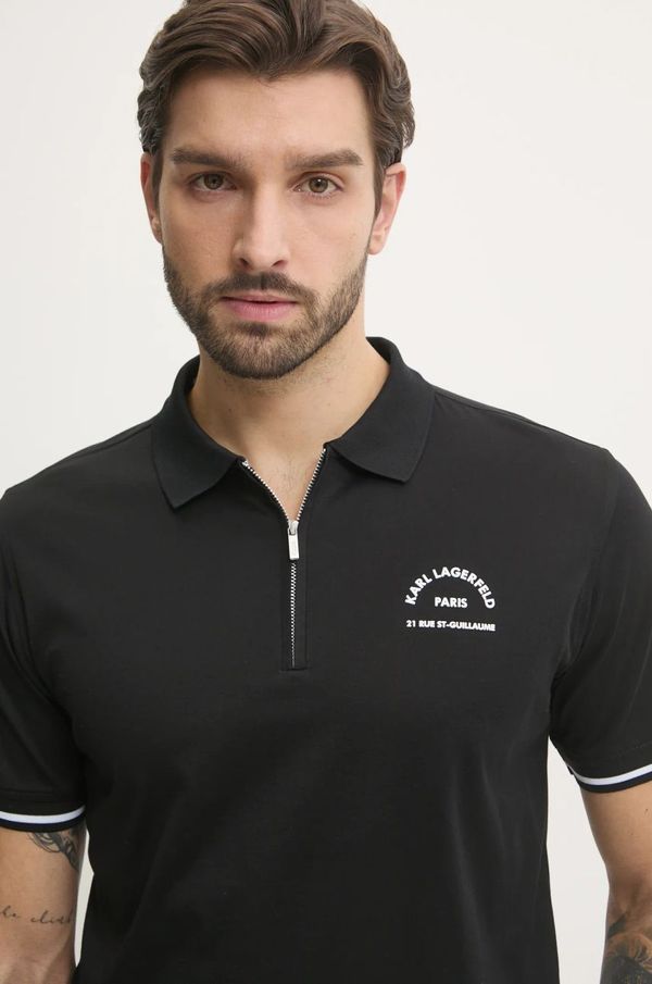 Karl Lagerfeld Pamučna polo majica Karl Lagerfeld boja: crna, s aplikacijom, 551200.745081