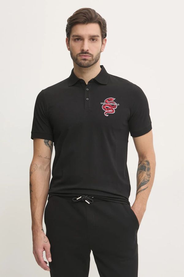 Karl Lagerfeld Pamučna polo majica Karl Lagerfeld boja: crna, s aplikacijom, 551225.745400