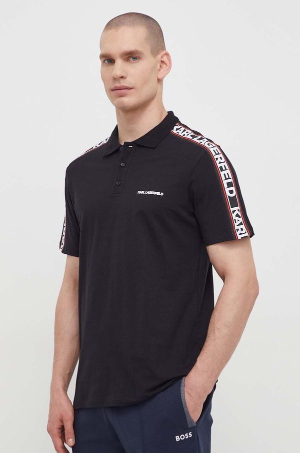 Karl Lagerfeld Pamučna polo majica Karl Lagerfeld boja: crna, s tiskom