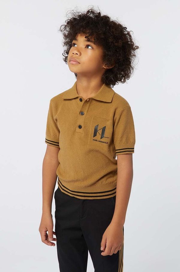 Karl Lagerfeld Pamučna polo majica Karl Lagerfeld boja: smeđa, s aplikacijom, Z30246