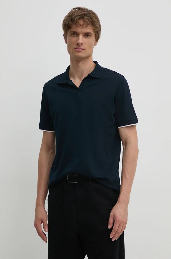 Karl Lagerfeld Pamučna polo majica Karl Lagerfeld boja: tamno plava, bez uzorka, 542205.745010