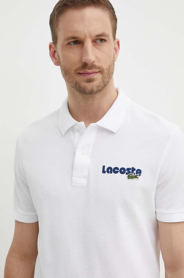 Lacoste Pamučna polo majica Lacoste boja: bijela, s tiskom