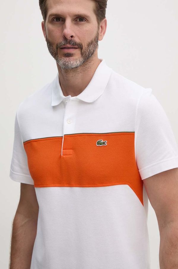 Lacoste Pamučna polo majica Lacoste boja: bijela, s uzorkom, PH2847