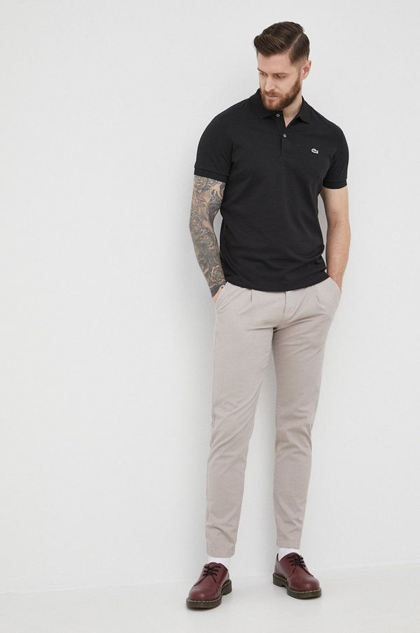 Lacoste Pamučna polo majica Lacoste boja: crna, glatki