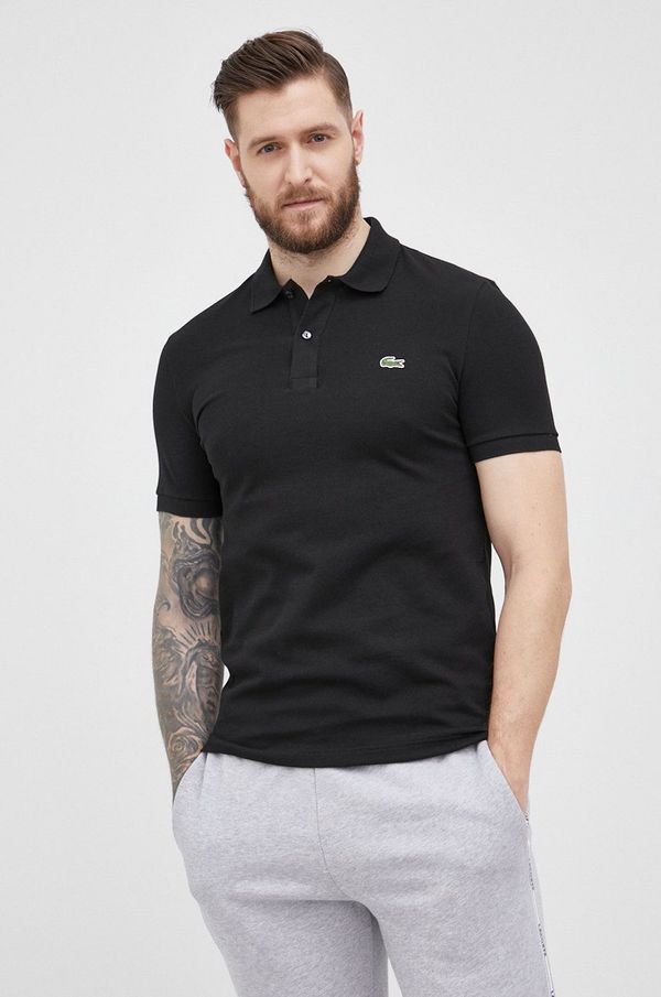 Lacoste Pamučna polo majica Lacoste boja: crna, glatki model, PH4012-001