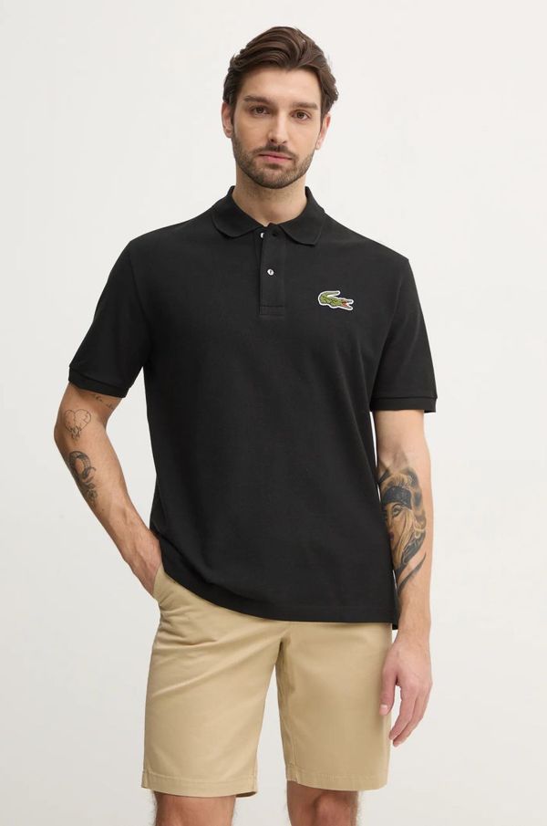 Lacoste Pamučna polo majica Lacoste boja: crna, s aplikacijom, PH2751