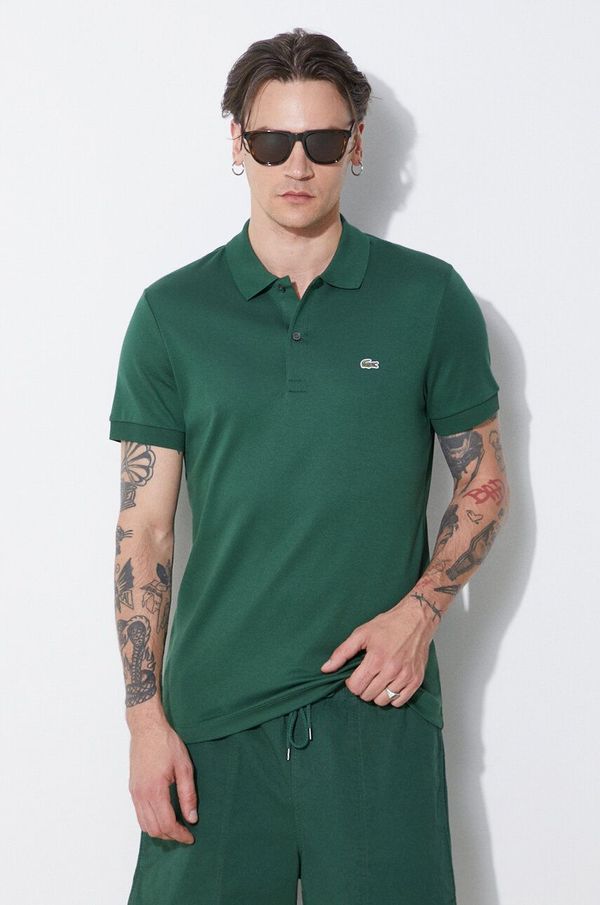 Lacoste Pamučna polo majica Lacoste boja: zelena, bez uzorka, DH2050
