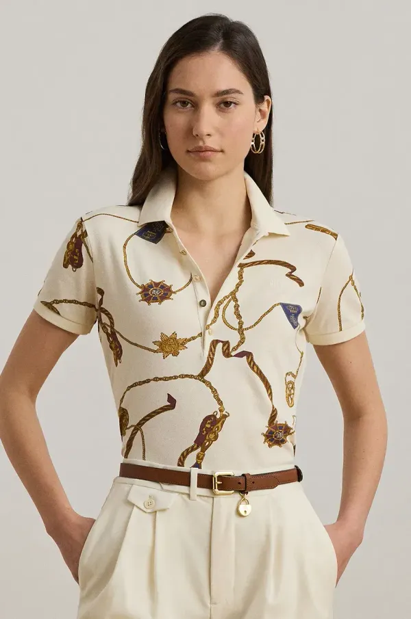 Lauren Ralph Lauren Pamučna polo majica Lauren Ralph Lauren za žene, boja: bijela, 200957609