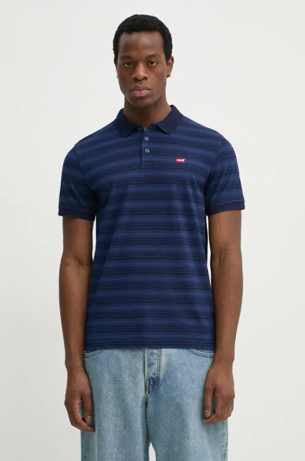 Levi's Pamučna polo majica Levi's boja: tamno plava, bez uzorka