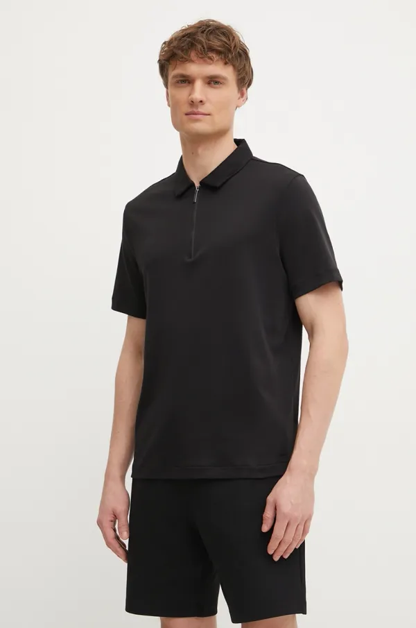 Michael Kors Pamučna polo majica Michael Kors za muškarce, boja: crna, bez uzorka, CR552FRC93
