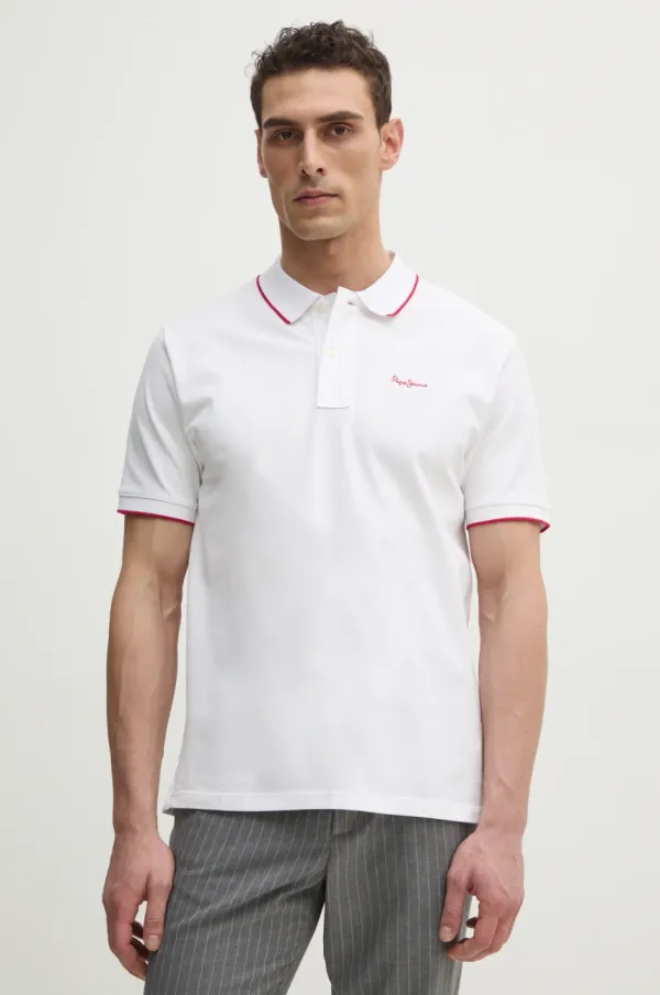 Pepe Jeans Pamučna polo majica Pepe Jeans Hans boja: bijela, bez uzorka
