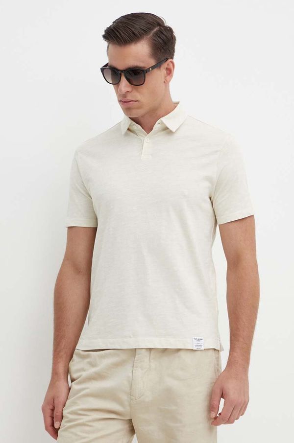 Pepe Jeans Pamučna polo majica Pepe Jeans HAZZEL boja: bež, bez uzorka, PM542150