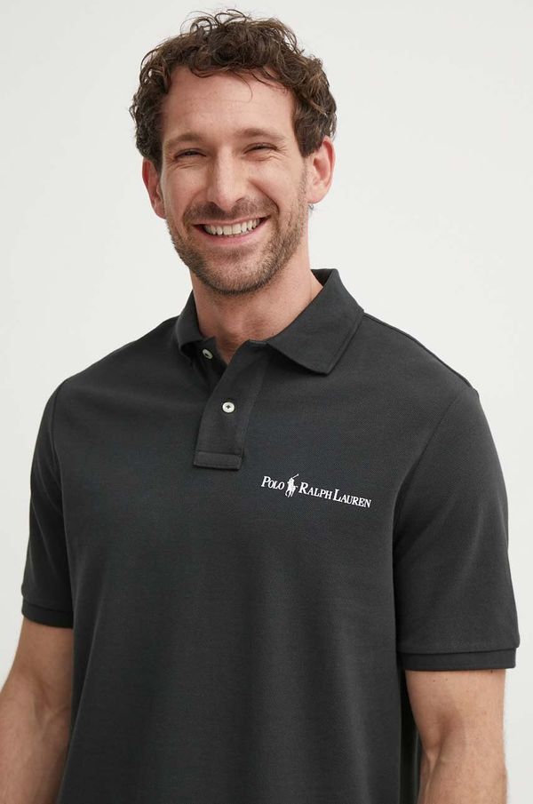 Polo Ralph Lauren Pamučna polo majica Polo Ralph Lauren boja: crna, bez uzorka, 710950131001