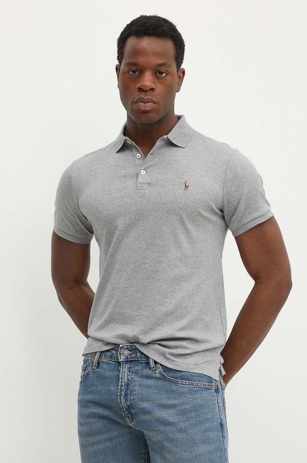 Polo Ralph Lauren Pamučna polo majica Polo Ralph Lauren boja: siva, bez uzorka, 710713130