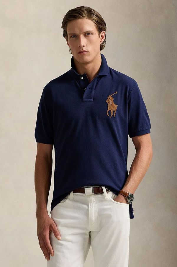 Polo Ralph Lauren Pamučna polo majica Polo Ralph Lauren boja: tamno plava, bez uzorka, 710958776