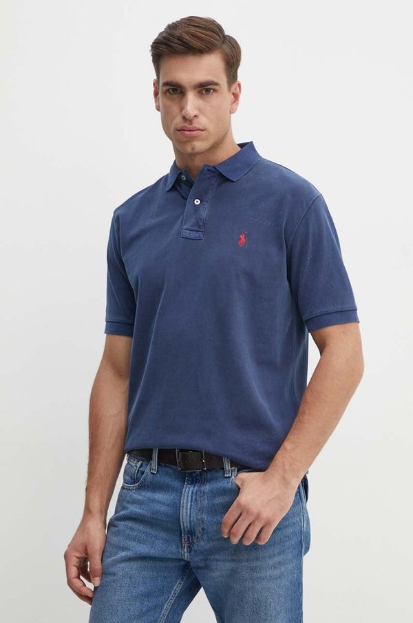 Polo Ralph Lauren Pamučna polo majica Polo Ralph Lauren boja: tamno plava, bez uzorka