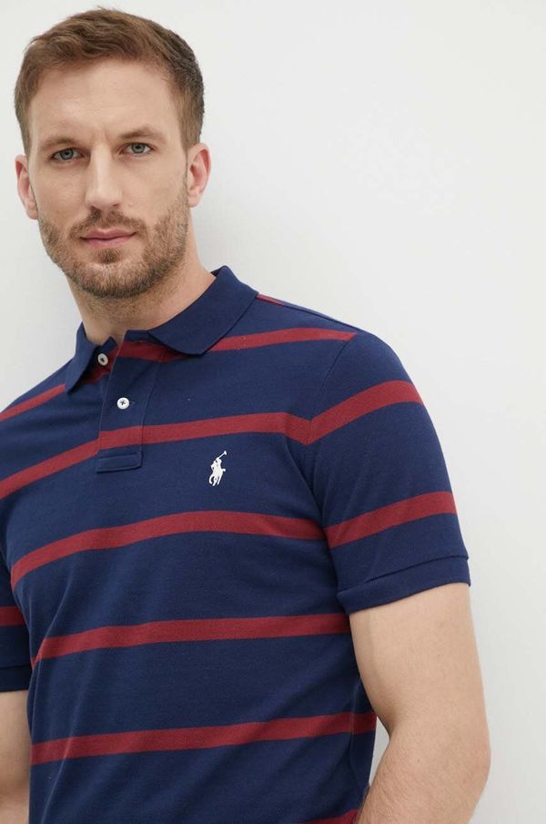 Polo Ralph Lauren Pamučna polo majica Polo Ralph Lauren boja: tamno plava, s uzorkom, 710941433