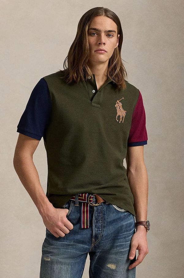 Polo Ralph Lauren Pamučna polo majica Polo Ralph Lauren boja: zelena, bez uzorka, 710958777
