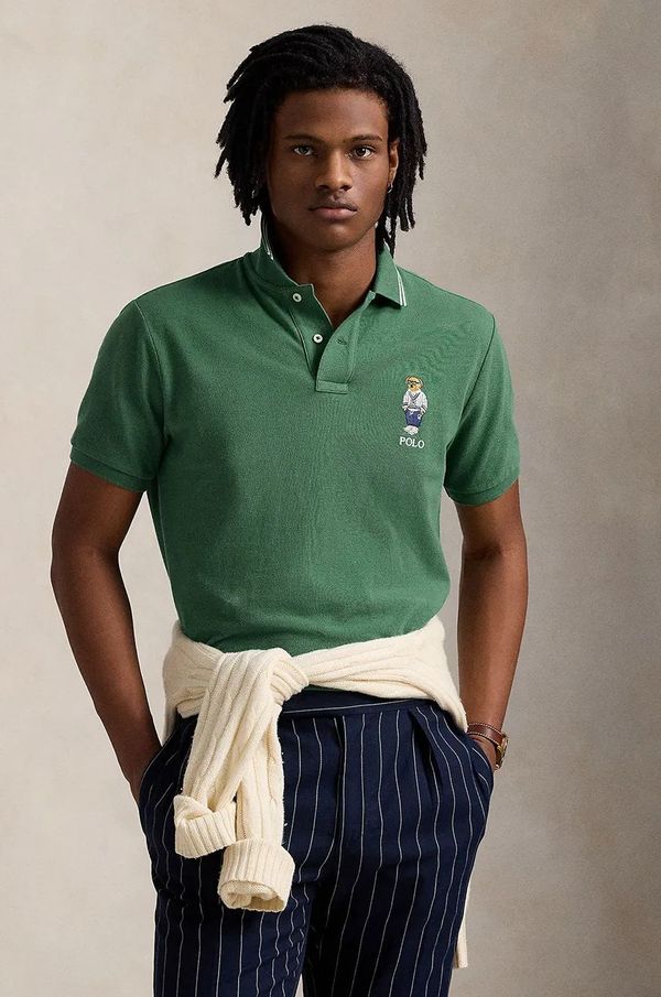 Polo Ralph Lauren Pamučna polo majica Polo Ralph Lauren boja: zelena, bez uzorka, 710963817