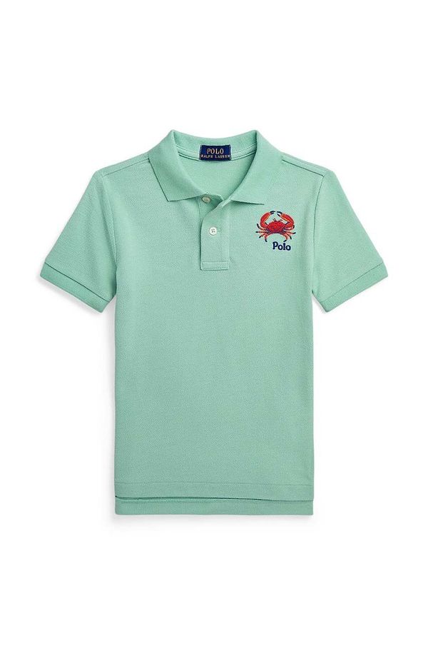 Polo Ralph Lauren Pamučna polo majica Polo Ralph Lauren boja: zelena, bez uzorka