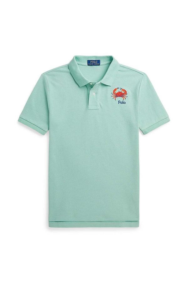Polo Ralph Lauren Pamučna polo majica Polo Ralph Lauren boja: zelena, bez uzorka