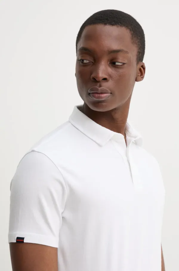 Superdry Pamučna polo majica Superdry boja: bijela, bez uzorka, M1110440A-01C