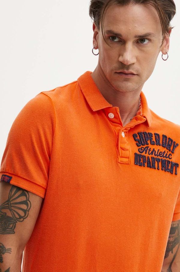 Superdry Pamučna polo majica Superdry boja: narančasta, s aplikacijom, M1110396A-TSW