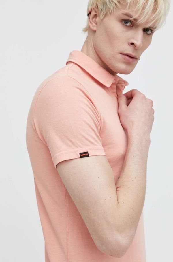 Superdry Pamučna polo majica Superdry boja: ružičasta, bez uzorka