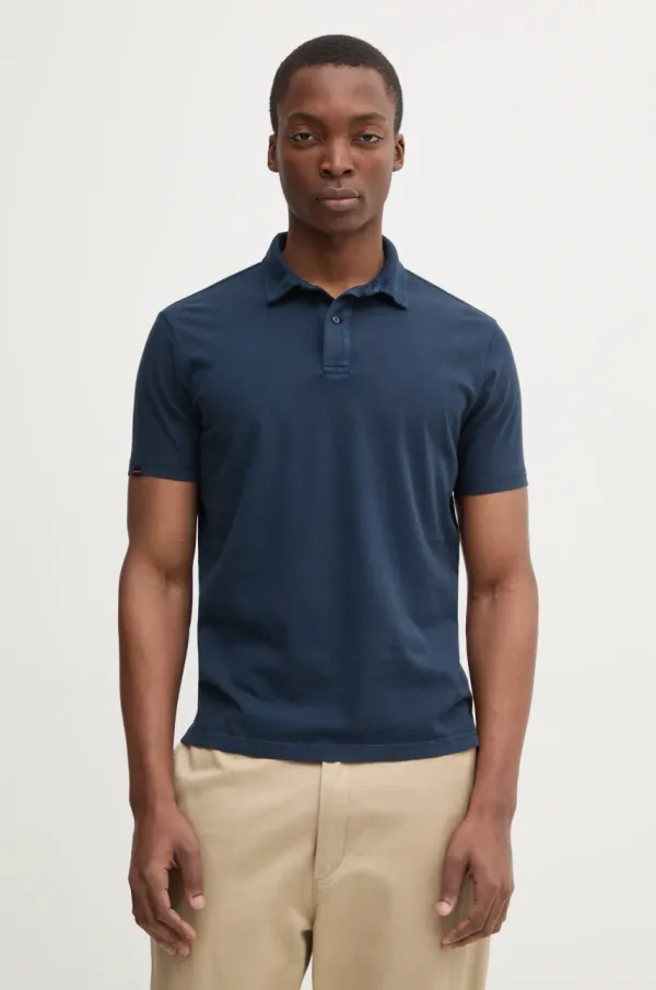 Superdry Pamučna polo majica Superdry boja: tamno plava, bez uzorka, M1110440A-98T