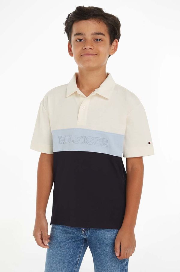Tommy Hilfiger Pamučna polo majica Tommy Hilfiger boja: bež, s uzorkom