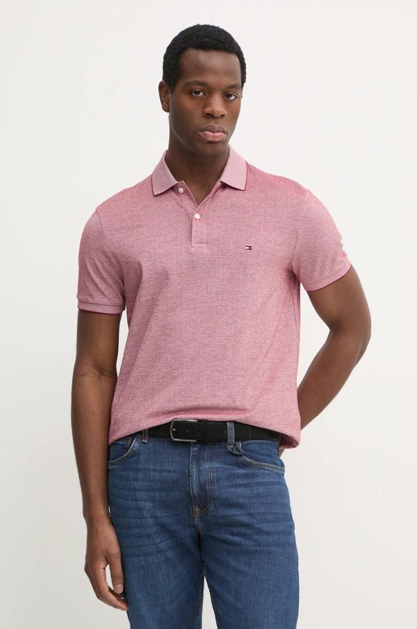 Tommy Hilfiger Pamučna polo majica Tommy Hilfiger boja: bordo, s uzorkom, MW0MW37525