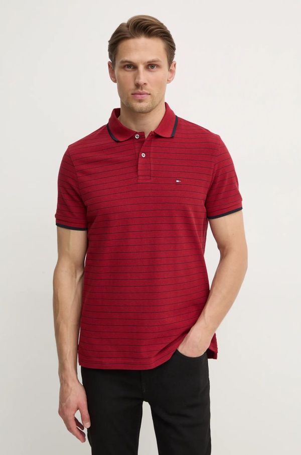 Tommy Hilfiger Pamučna polo majica Tommy Hilfiger boja: bordo, s uzorkom, MW0MW37527