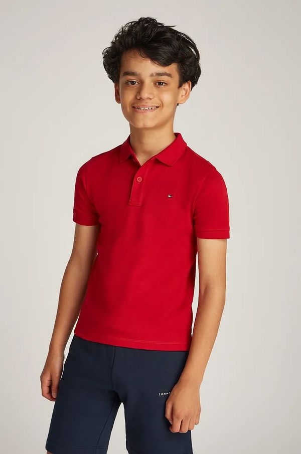 Tommy Hilfiger Pamučna polo majica Tommy Hilfiger boja: crvena, bez uzorka, KB0KB09333
