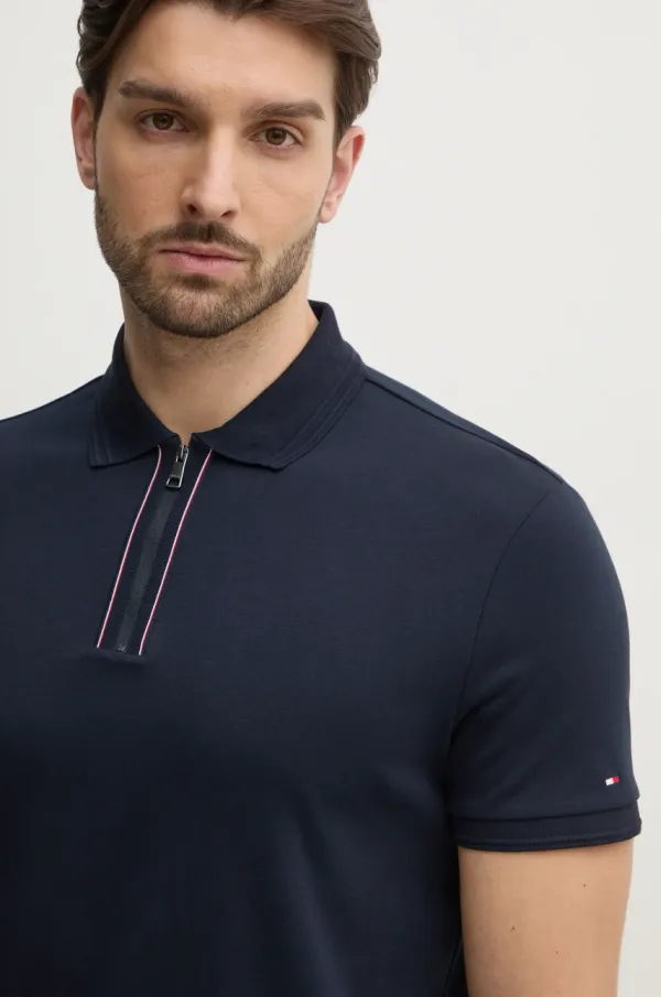 Tommy Hilfiger Pamučna polo majica Tommy Hilfiger boja: tamno plava, bez uzorka, MW0MW38487