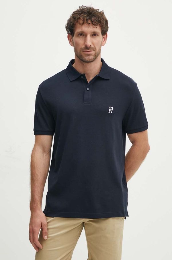 Tommy Hilfiger Pamučna polo majica Tommy Hilfiger boja: tamno plava, bez uzorka