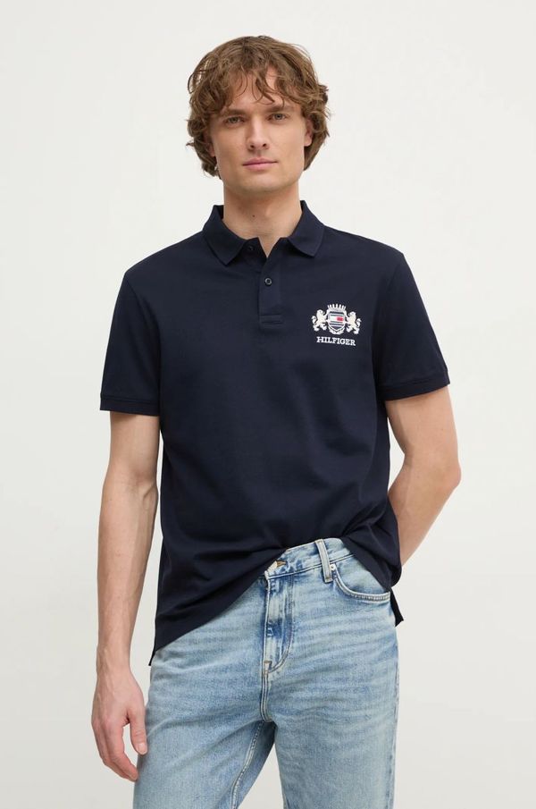 Tommy Hilfiger Pamučna polo majica Tommy Hilfiger boja: tamno plava, s aplikacijom, MW0MW37516