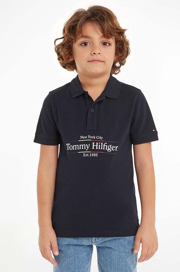 Tommy Hilfiger Pamučna polo majica Tommy Hilfiger boja: tamno plava, s tiskom, KB0KB09025