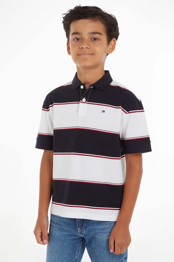 Tommy Hilfiger Pamučna polo majica Tommy Hilfiger boja: tamno plava, s uzorkom