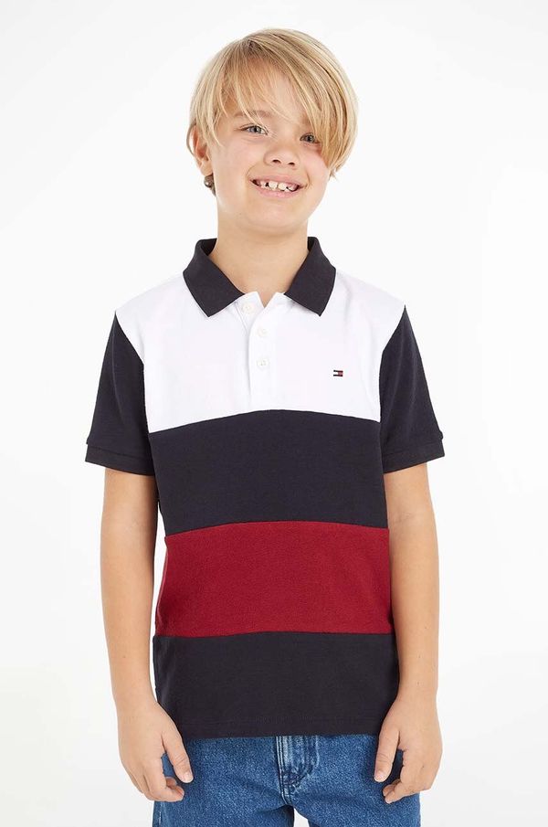 Tommy Hilfiger Pamučna polo majica Tommy Hilfiger boja: tamno plava, s uzorkom
